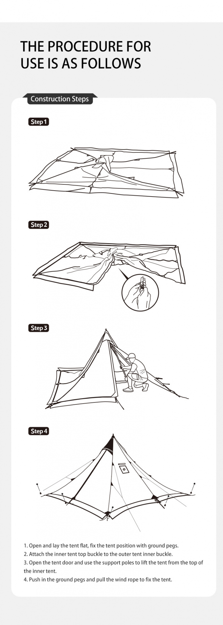 Палатка Naturehike Pyramid, 2-местная, бежевая