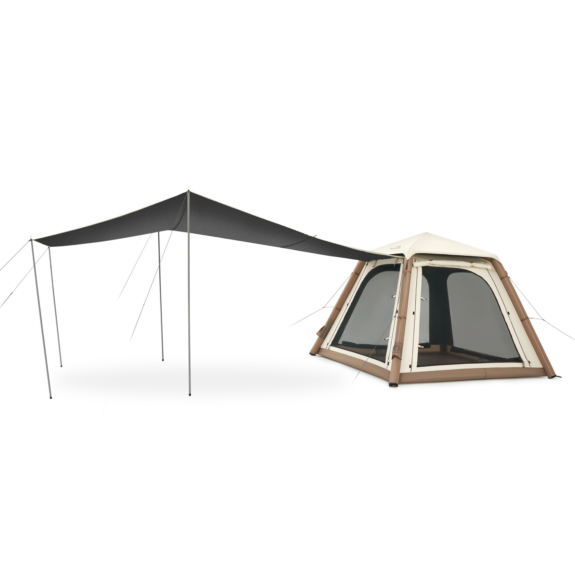 Палатка Naturehike Ango Air Pro, 4-местная, быстросборная, надувной каркас, коричневая