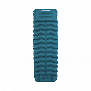 Коврик надувной Naturehike FC01 200х60х9,5 см, с подушкой, с насосом, голубой