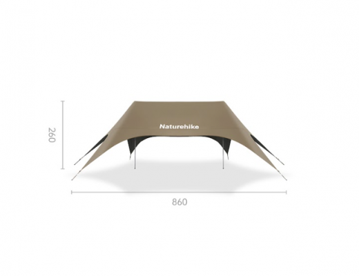 Тент кемпинговый Naturehike Cloud Skies (Yunxiao) 860 8,6х4,6 м., коричневый, блэкаут
