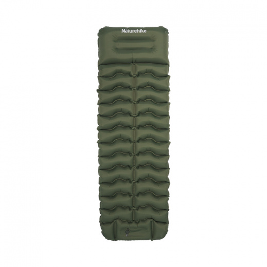 Коврик надувной Naturehike FC01 200х60х9,5 см, с подушкой, с насосом, зеленый