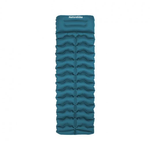 Коврик надувной Naturehike FC01 200х60х9,5 см, с подушкой, голубой
