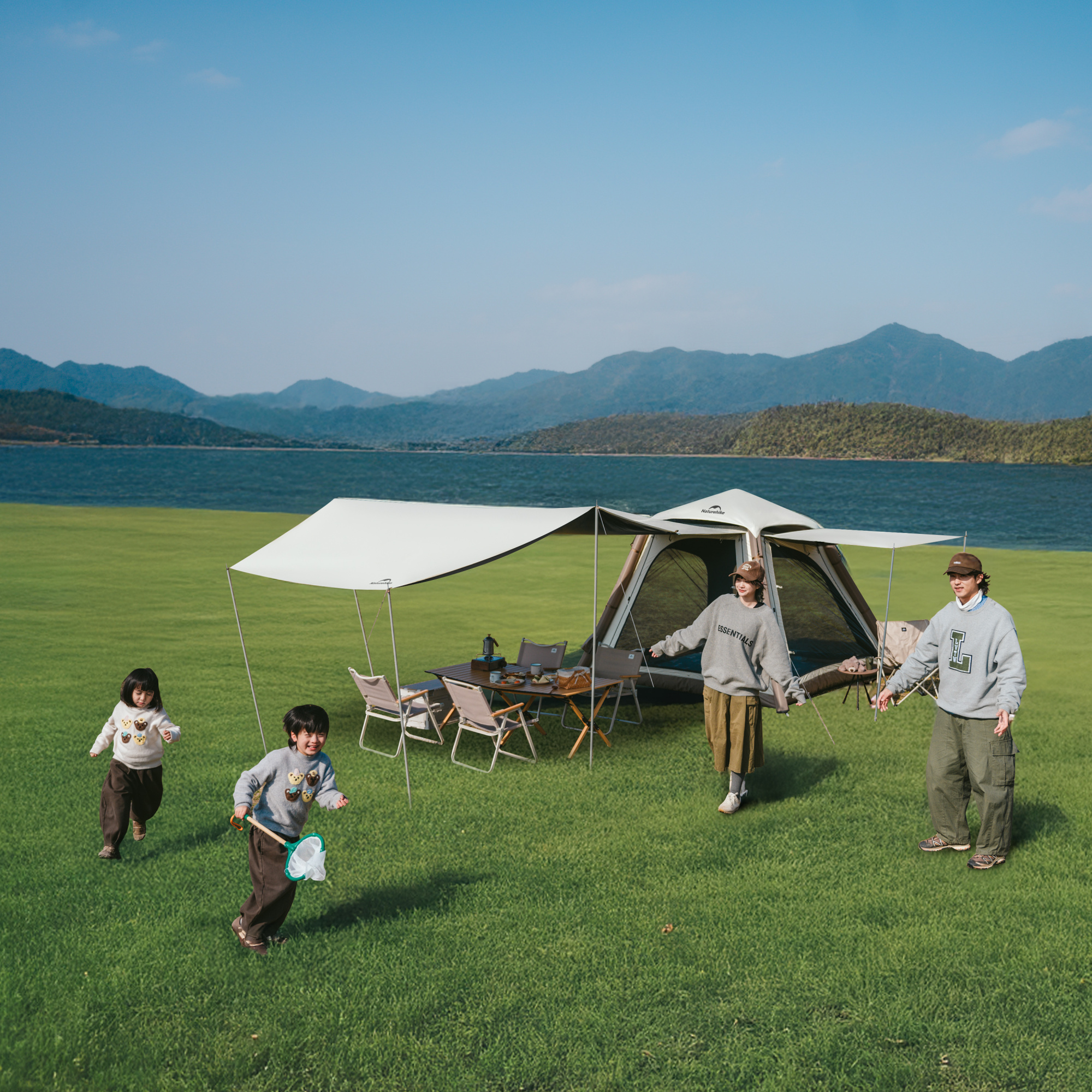 Палатка Naturehike Ango Air Pro, 3-местная, быстросборная, надувной каркас, коричневая