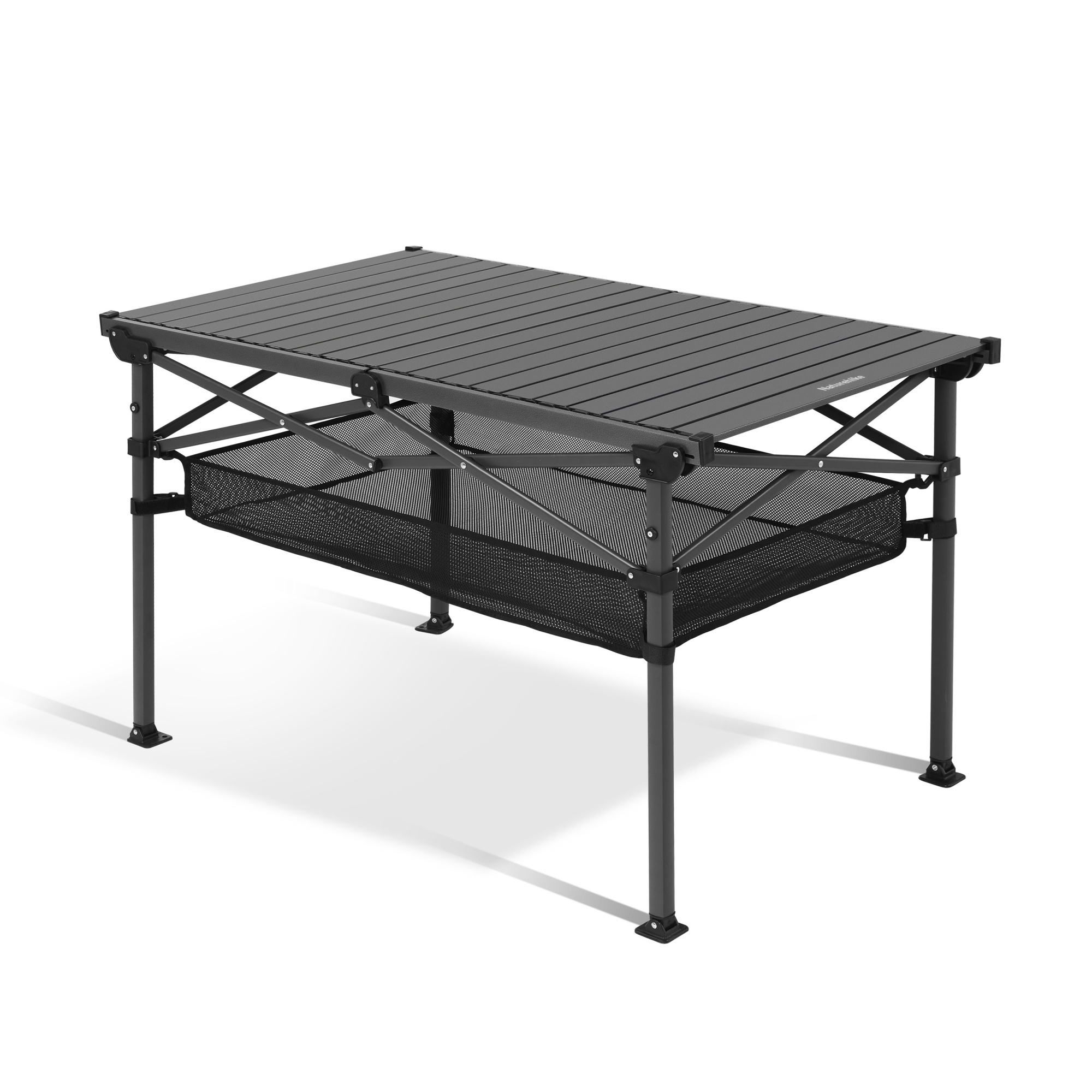 Стол туристический Naturehike Simple star H01 складной, 120х70х73 см, с сетчатой полкой, черный