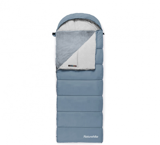 Мешок спальный Naturehike Envelope M400 с подогревом, (190+30)х80 см,(правый)(ТК: -1C), серо-голубой
